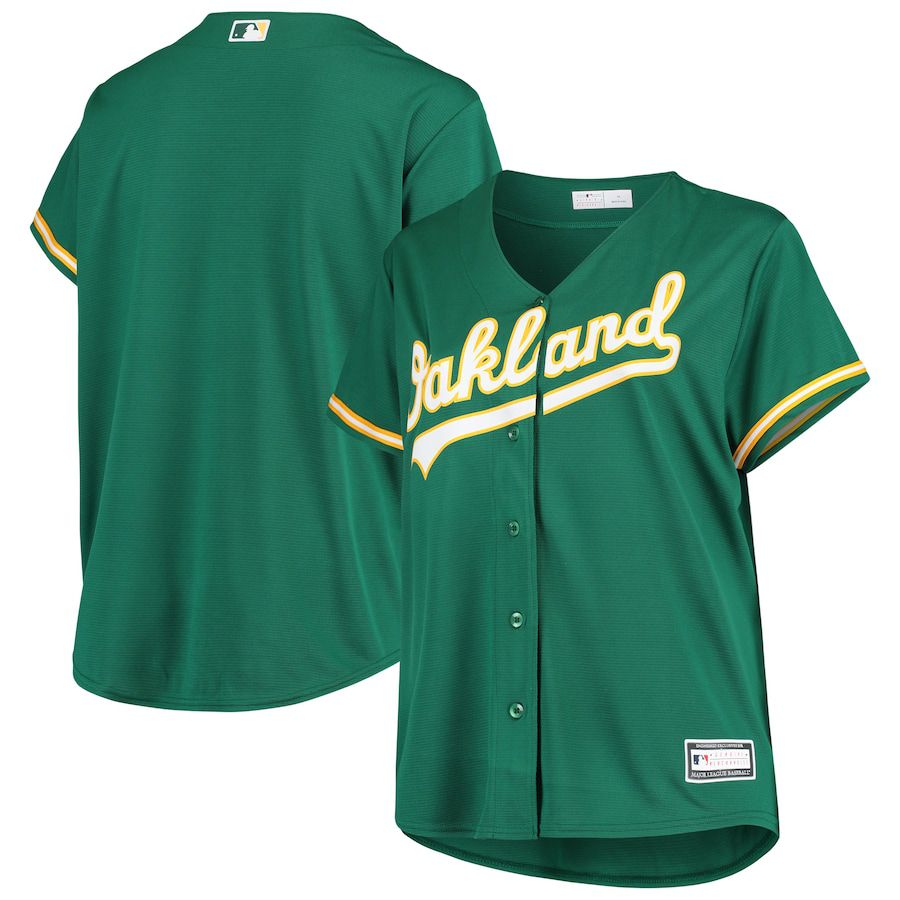Womens Oakland Athletics Green Plus Size Alternate Replica Team MLB Jerseys